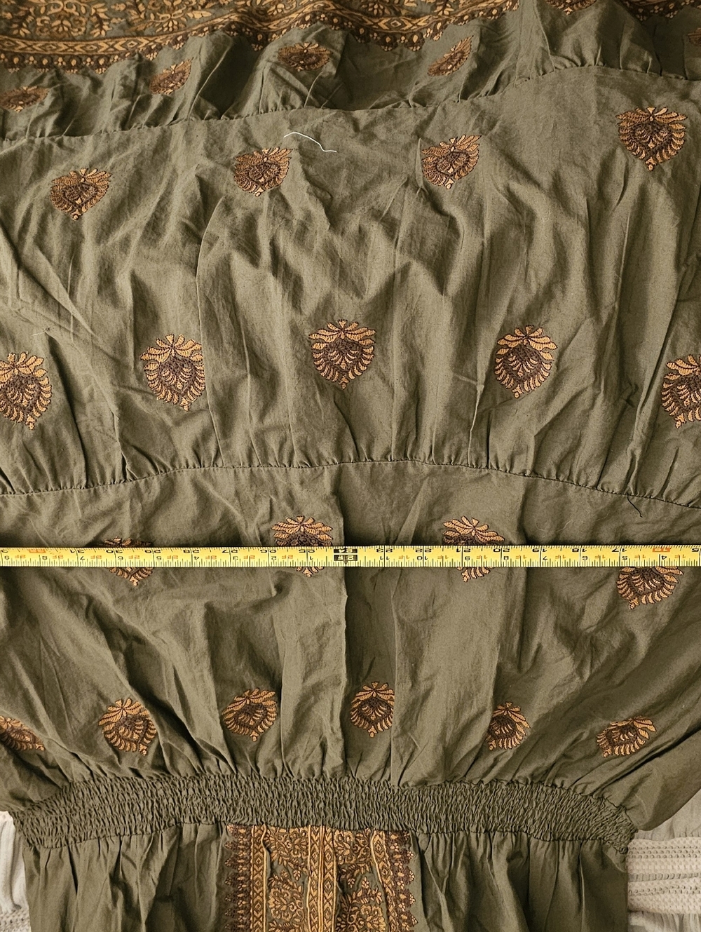 Olive Embroidered V‑Neck Tiered Maxi Dress - Picture 11 of 12